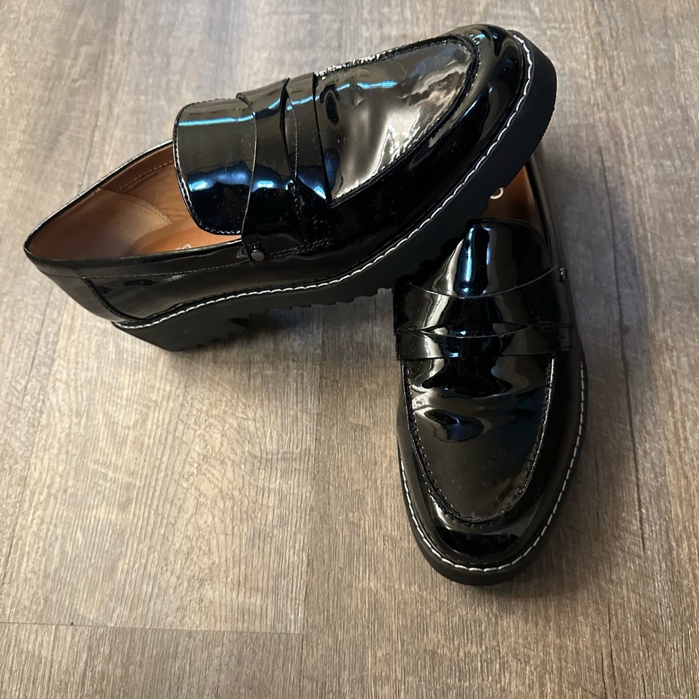 Black patent loafers